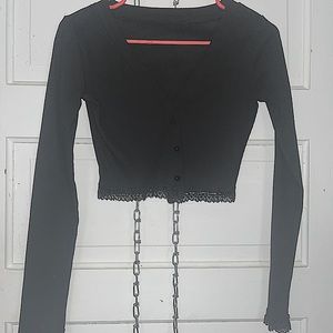 Cropped lace sweater